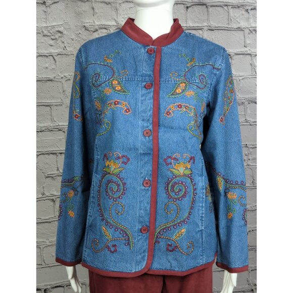 Vintage Denim & Co Women Small 2 pc set slacks and Embroidered Jean Jacket New - Picture 5 of 15